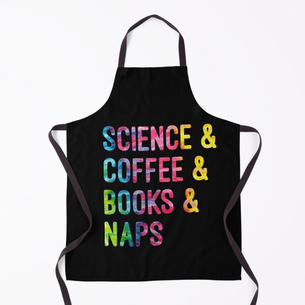 Item preview, Coffee and science and books and naps tie dye on black background designed and sold by UncleStuScience.