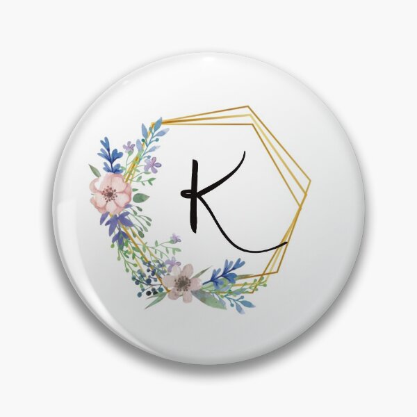 Item preview, Floral monogram with golden frame letter K designed and sold by JustSeasons.