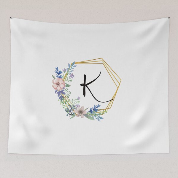 Item preview, Floral monogram with golden frame letter K designed and sold by JustSeasons.