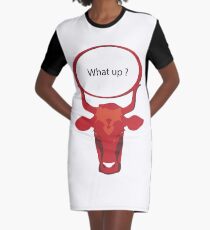 Funny Red Cow, What up Graphic T-Shirt Dress