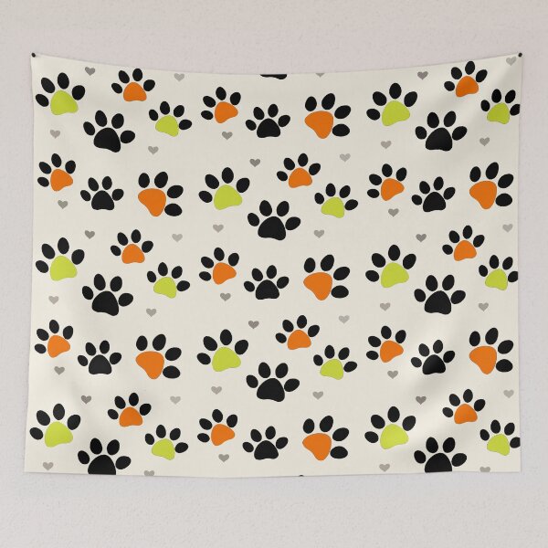 Aperçu de l'œuvre Motif de coeur amusant de pattes d'animaux multicolores créée et vendue par fluffibee.