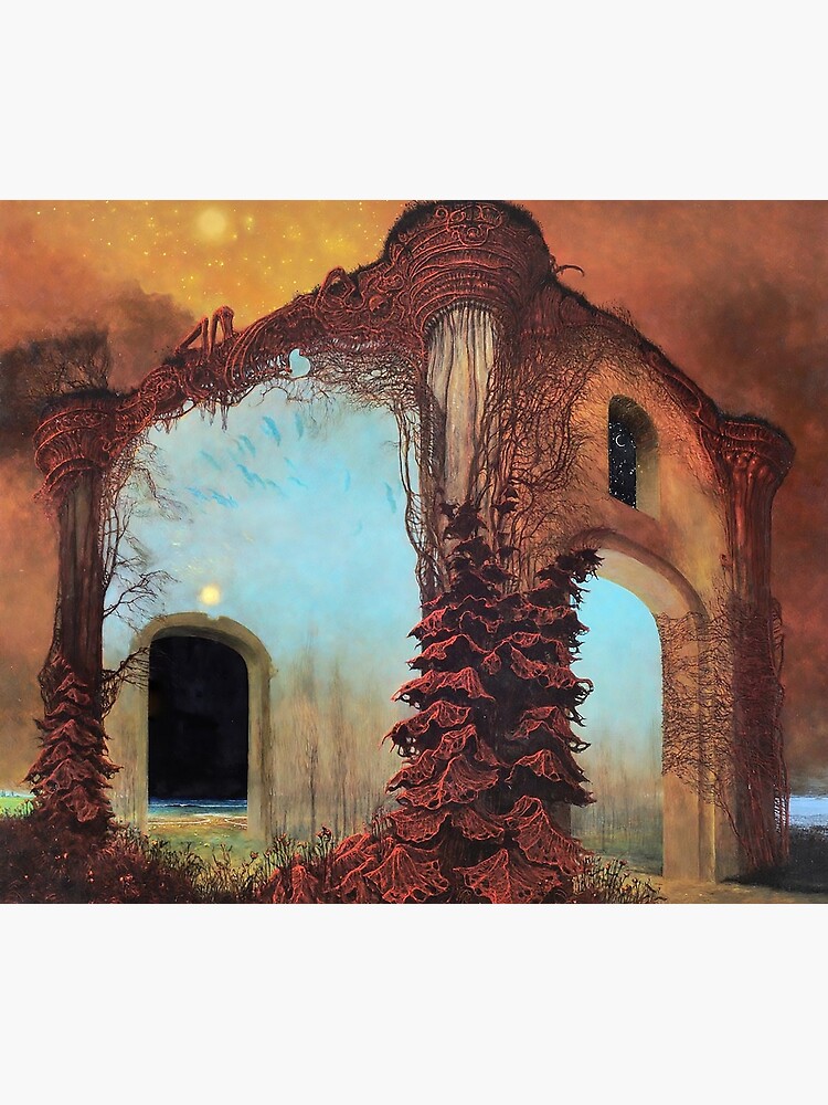 "Untitled (The House) by Zdzisław Beksiński" Tapestry by