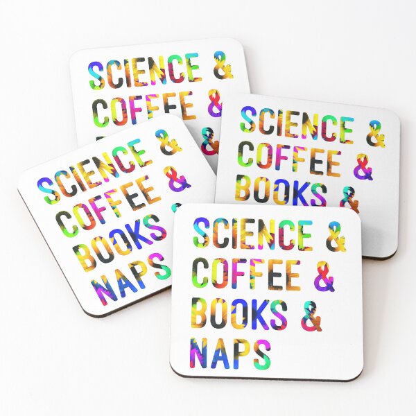 Item preview, Coffee and science and books and naps written in flowers on white background designed and sold by UncleStuScience.