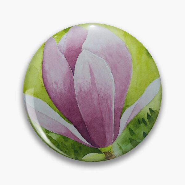 Item preview, Watercolor Pink Magnolia Flower with Green Background designed and sold by Jovydesign.