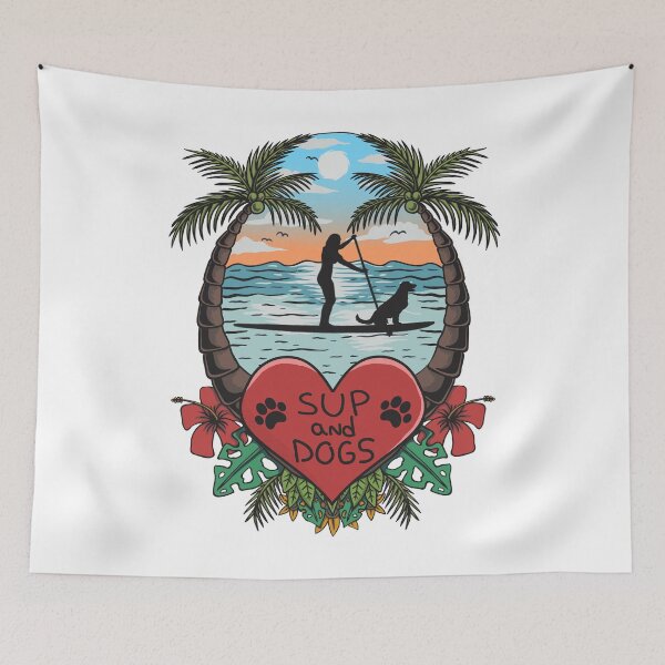 Item preview, Stand Up Paddling Paddler And Dog Floral SUP Art designed and sold by MrEddie10.