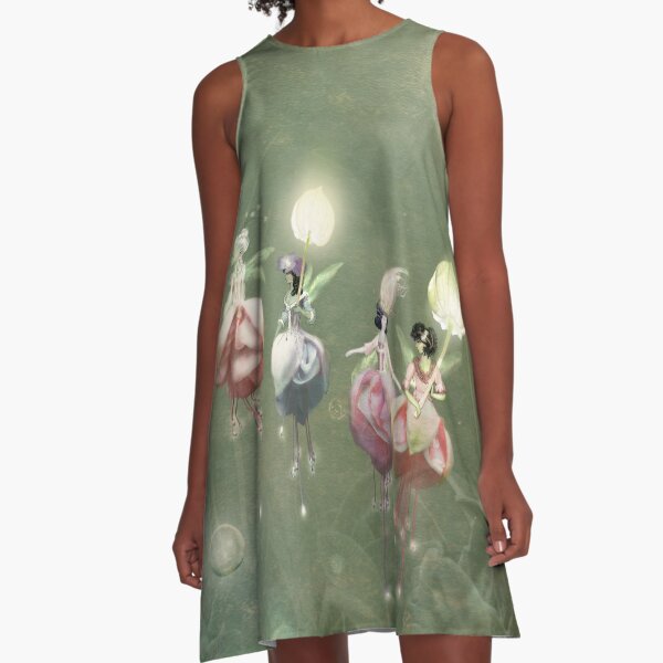Floating Fuchsia Fairies A-Line Dress