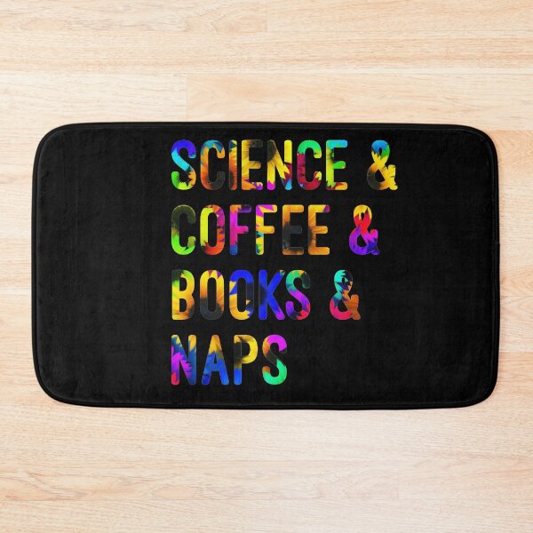 Item preview, Coffee and science and books and naps written in flowers on black background designed and sold by UncleStuScience.