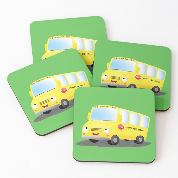 Item preview, Cute happy yellow school bus cartoon designed and sold by FrogFactory.