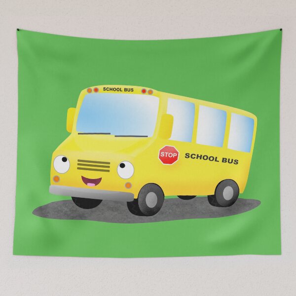 Item preview, Cute happy yellow school bus cartoon designed and sold by FrogFactory.