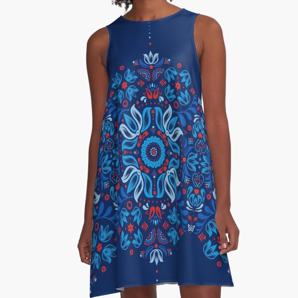 Folk Floral Tale A-Line Dress