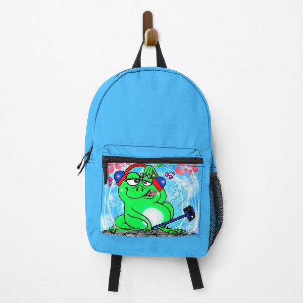 Item preview, A Cute frog is taking a selfie with a smartphone stick and listening to the music  designed and sold by Shirley cute art .