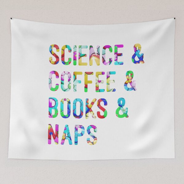 Item preview, Coffee and science and books and naps written in flowers on white background designed and sold by UncleStuScience.