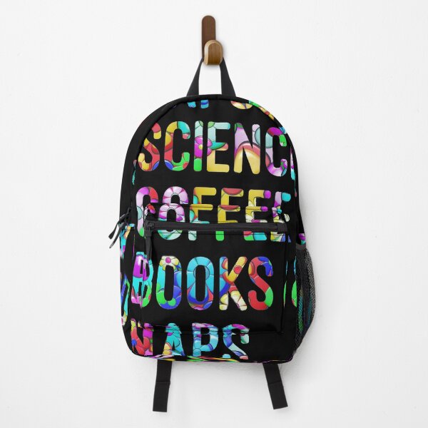 Item preview, Coffee and science and books and naps written in flowers on black background designed and sold by UncleStuScience.