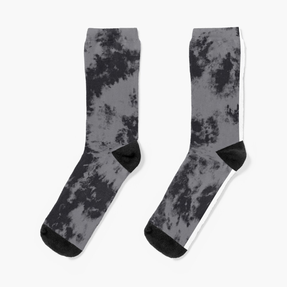 Tie Dye Bleach Pattern - 3 - Gray, Black, White Reverse | Socks