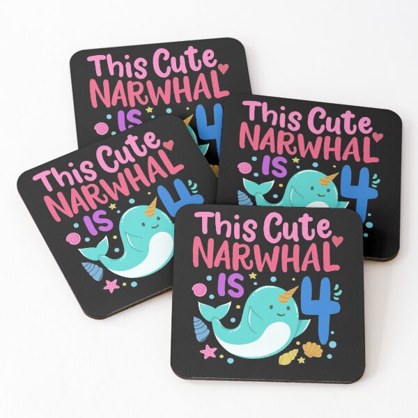 Item preview, 4th Birthday Narwhal Four Years Old designed and sold by CreativeGiftShp.