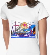 VIOLET VIKING BOAT Women's Fitted T-Shirt