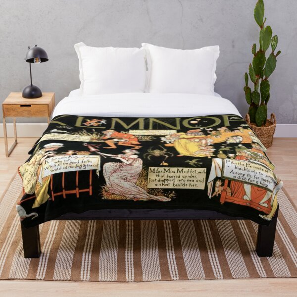 Walter Crane Alphabet Book - KLMNOP Throw Blanket