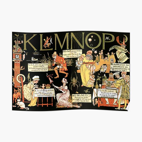 Walter Crane Alphabet Book - KLMNOP Poster