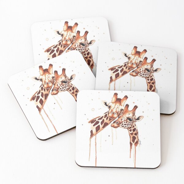 Item preview, a pair of happy giraffe animals Art designed and sold by komaruuloro.