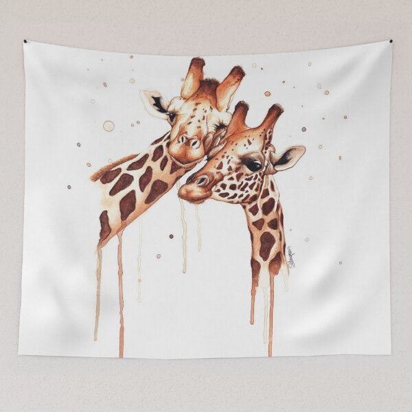 Item preview, a pair of happy giraffe animals Art designed and sold by komaruuloro.