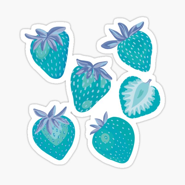 Blue Strawberry Sticker