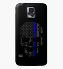 Dünne blaue Linie Polizei American Flag Distressed Skull Hülle & Skin für Samsung Galaxy