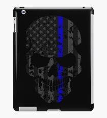 Thin Blue Line Police American Flag Distressed Skull iPad Case/Skin