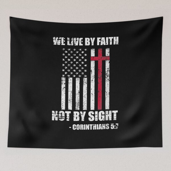 Item preview, We Live By Faith Not By Sight Christian Cross American Flag Gift  designed and sold by rubysheila.