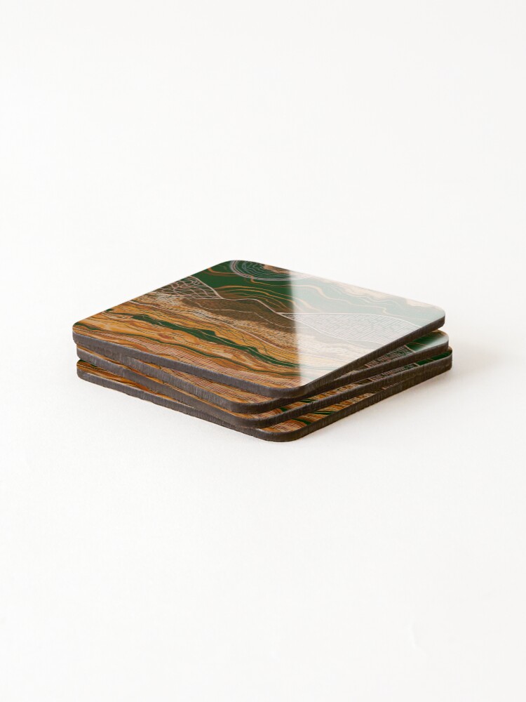 Thumbnail 4 of 5, Coasters (Set of 4), Rustic Mountain Ranges designed and sold by Squarebird.