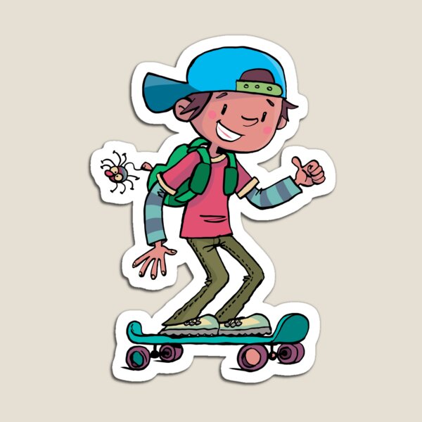 Item preview, boy on a skateboard with a bag that has a spider designed and sold by duxpavlic.
