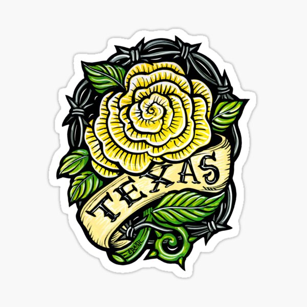 Texas Yellow Rose Sticker