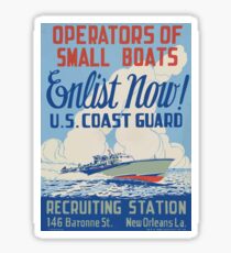 WPA United States Government Work Project Administration Poster 2003 Operators of Small Boats Enlist Now US Coast Guard Sticker