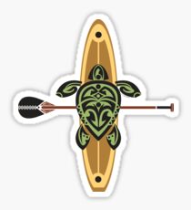 Black & Green Tribal Turtle Stand-Up Wave Rider Sticker