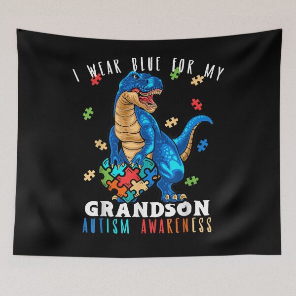 Item preview, I Wear Blue For My Grandson Dinosaur Autism Awareness Gift  designed and sold by rubysheila.