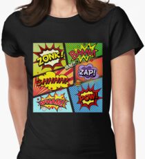 Colorful Comic Book Panels Women's Fitted T-Shirt