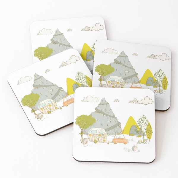 Item preview, Vintage hedgehogs camping adventure with pattern designed and sold by Safarichic.