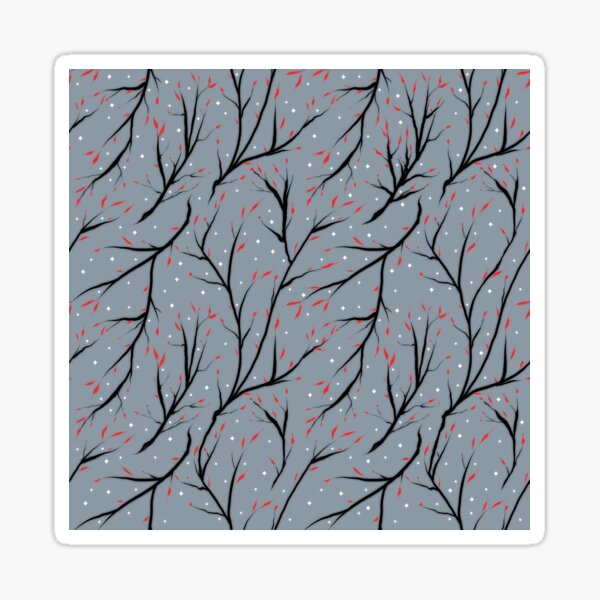 Red Buds and Stems Sticker