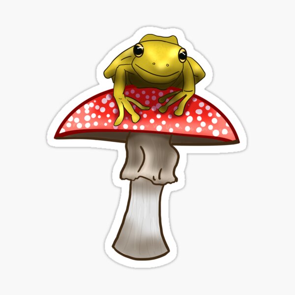 Frog On A Red Mushroom Sticker