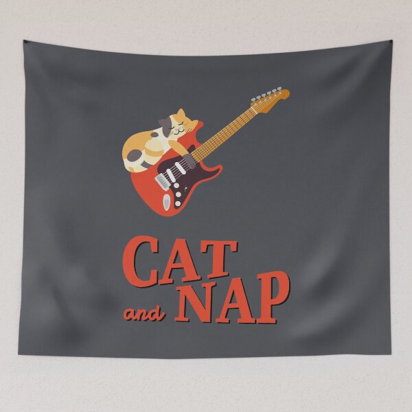 Item preview, Relaxed Cat on Guitar | Calico | Catnap designed and sold by Fluffy-Vectors.