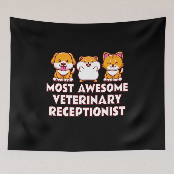 Item preview, Most Awesome Veterinary Receptionist with cute pets designed and sold by TalesOfScience.