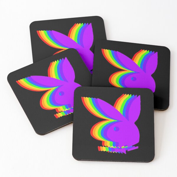 Rainbow Playboy Bunny Coasters (Set of 4)
