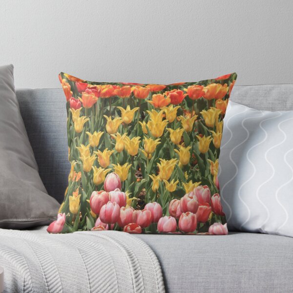Tulip Garden Throw Pillow & Tote Bag Throw Pillow