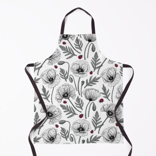 Item preview, White poppies and ladybugs designed and sold by Katerina Mitkova Kirilova.
