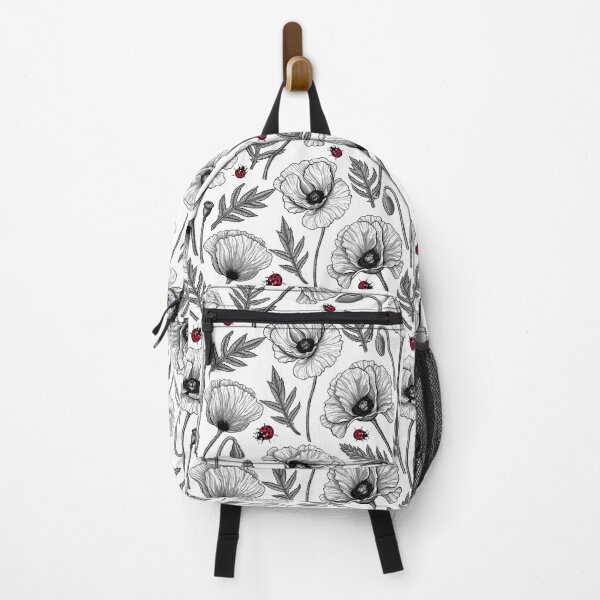 Item preview, White poppies and ladybugs designed and sold by Katerina Mitkova Kirilova.