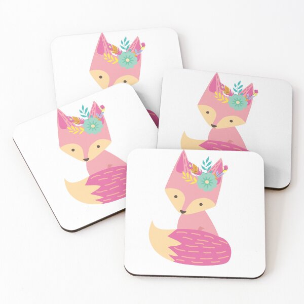 Artikelvorschau, Boho Pink Fox Aufkleber entworfen und verkauft von kittycrafts.