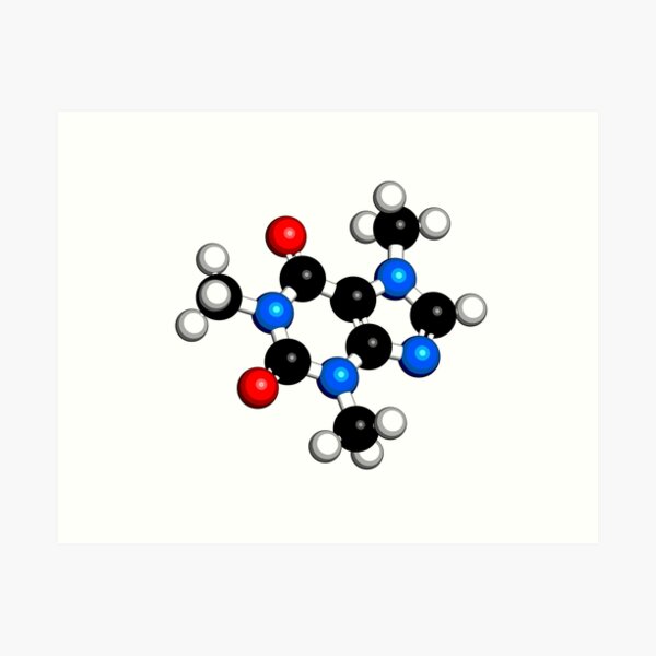 Aperçu de l'œuvre Molécule de stimulant de caféine. Présent dans le café, le thé et de nombreuses boissons gazeuses et énergisantes créée et vendue par molekuul.