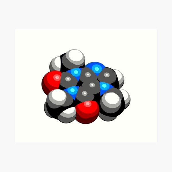 Aperçu de l'œuvre Molécule de stimulant de caféine. Présent dans le café, le thé et de nombreuses boissons gazeuses et énergisantes créée et vendue par molekuul.