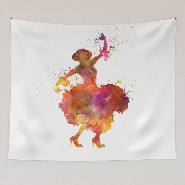 Item preview,  Gypsy woman dancing flamenco dancer silhouette in watercolor	 designed and sold by paulrommer.