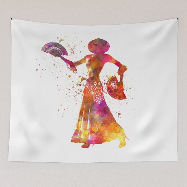 Item preview, Gypsy woman dancing flamenco dancer silhouette in watercolor	 designed and sold by paulrommer.