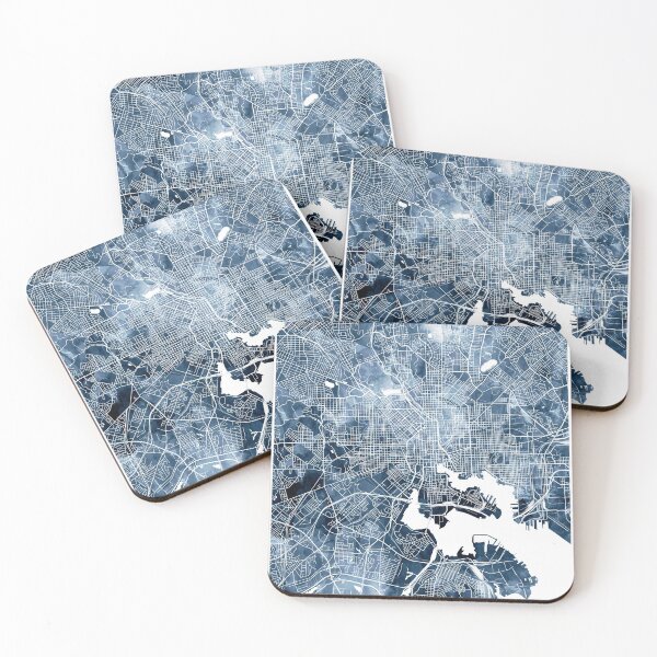 Item preview, Baltimore Map Watercolor Navy Blue by Zouzounio Art designed and sold by zouzounioart.